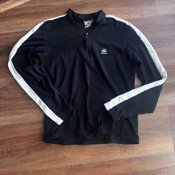 Sugoi Black Quarter Zip Cycling Jacket Size L Athletic Fit Y2K Racer Striped - Picture 2 of 7
